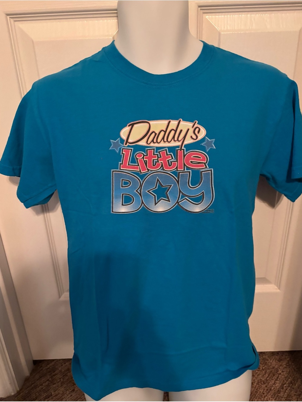 Gildan Ultra Cotton Tee in Bright Teal with Blue Logo